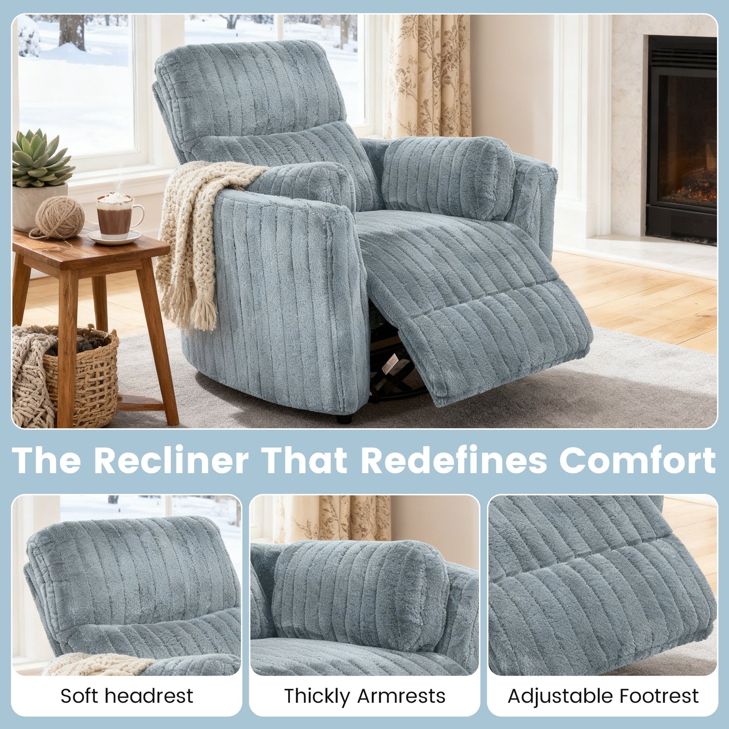 Contemporary Power Glider Recliner w/ Swivel – Pillow Fill, Curved Arms