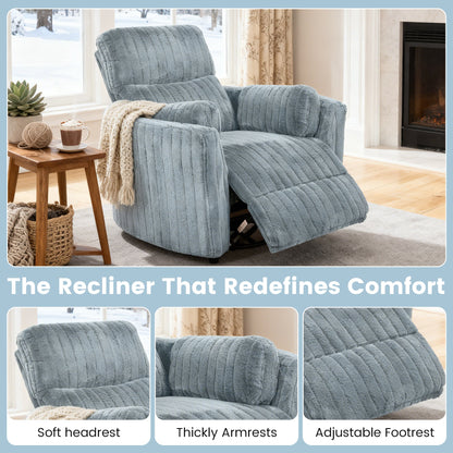 Contemporary Power Glider Recliner w/ Swivel – Pillow Fill, Curved Arms