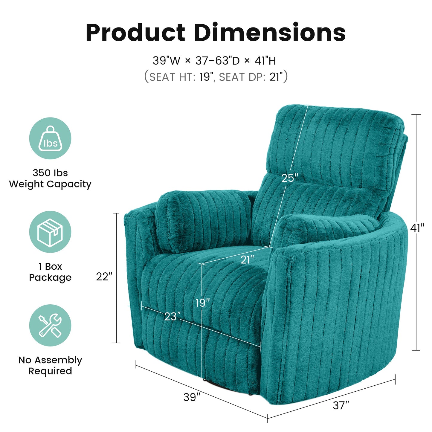 Contemporary Power Glider Recliner w/ Swivel – Pillow Fill, Curved Arms