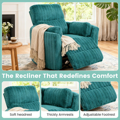 Contemporary Power Glider Recliner w/ Swivel – Pillow Fill, Curved Arms