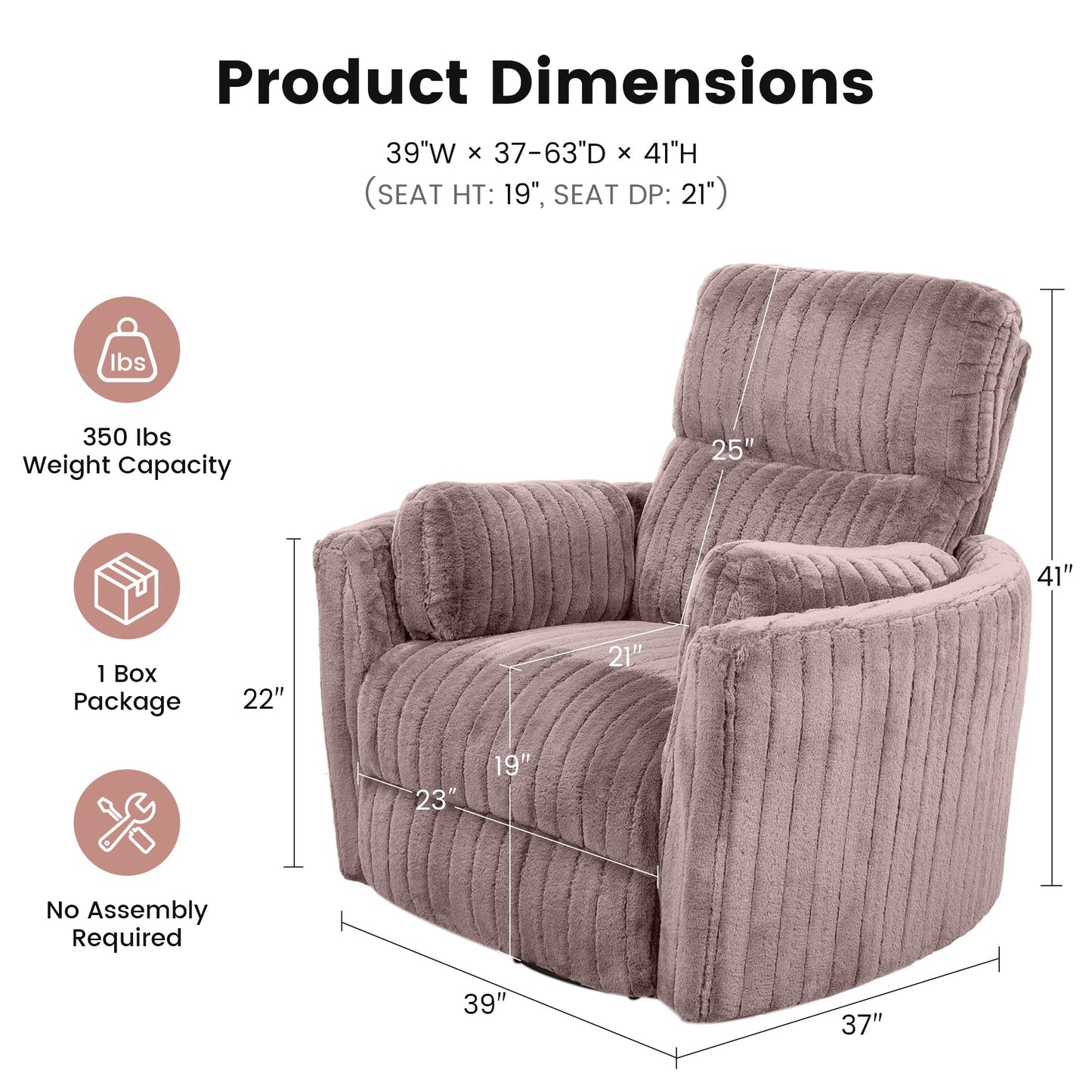 Contemporary Power Glider Recliner w/ Swivel – Pillow Fill, Curved Arms