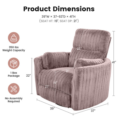 Contemporary Power Glider Recliner w/ Swivel – Pillow Fill, Curved Arms