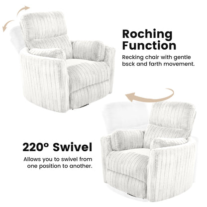 Contemporary Power Glider Recliner w/ Swivel – Pillow Fill, Curved Arms