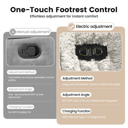 Contemporary Power Glider Recliner w/ Swivel – Pillow Fill, Curved Arms
