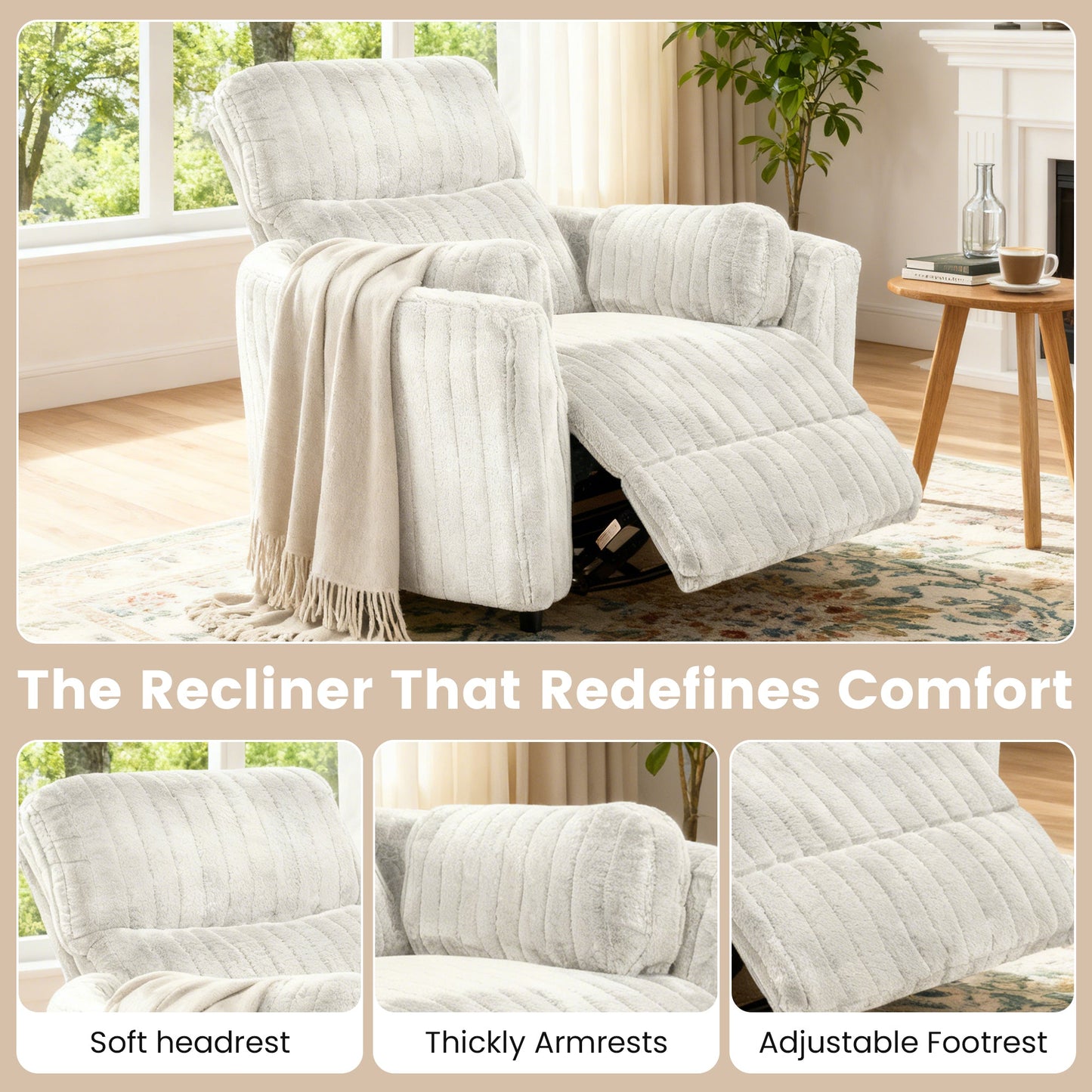 Contemporary Power Glider Recliner w/ Swivel – Pillow Fill, Curved Arms