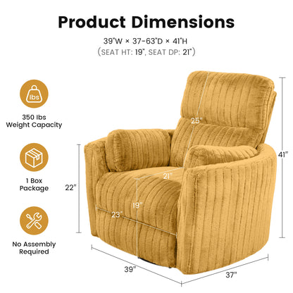 Contemporary Power Glider Recliner w/ Swivel – Pillow Fill, Curved Arms