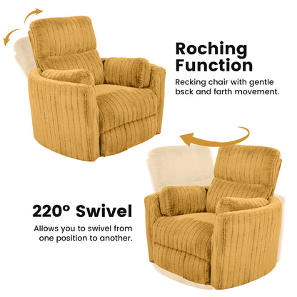 Contemporary Power Glider Recliner w/ Swivel – Pillow Fill, Curved Arms