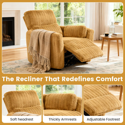 Contemporary Power Glider Recliner w/ Swivel – Pillow Fill, Curved Arms