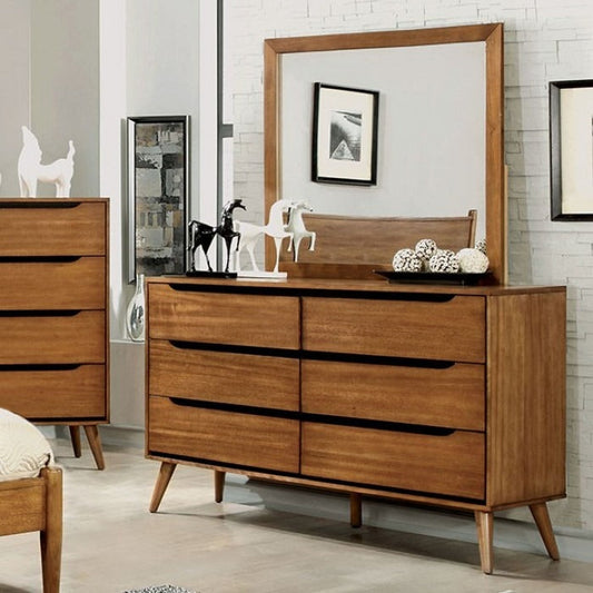 Mid-Century Modern Solid Wood Dresser – Round Tapered Legs and Optional Mirror
