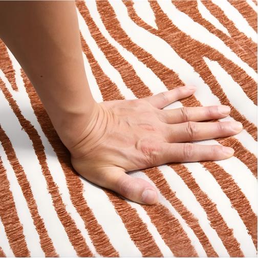 Contemporary Zebra-Stripe Accent Chair – Sculptural Cylindrical Backrest