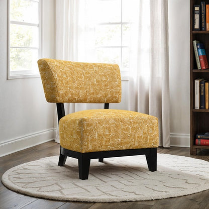 Mid-century Modern Accent Chair – Armless, Tapered Black Legs, Abstract Texture Fabric