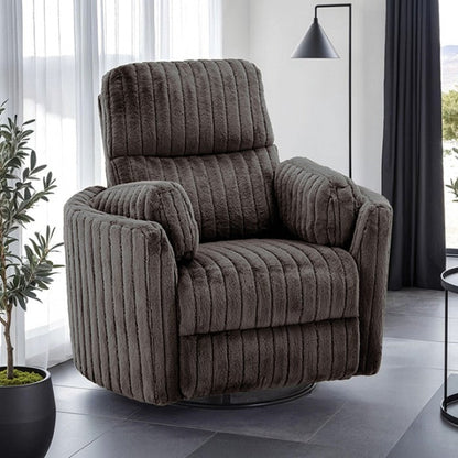 Contemporary Power Glider Recliner w/ Swivel – Pillow Fill, Curved Arms