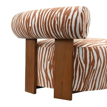 Contemporary Zebra-Stripe Accent Chair – Sculptural Cylindrical Backrest