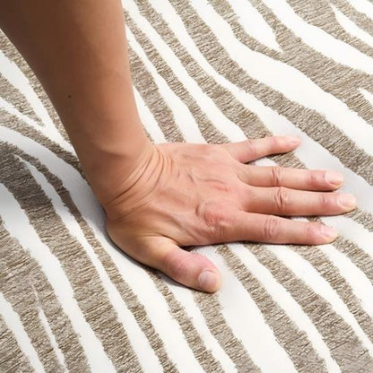 Contemporary Zebra-Stripe Accent Chair – Sculptural Cylindrical Backrest