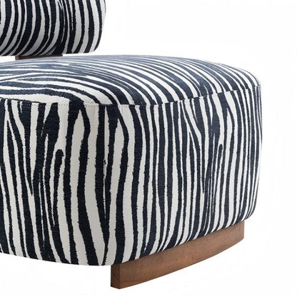 Contemporary Zebra-Stripe Accent Chair – Sculptural Cylindrical Backrest