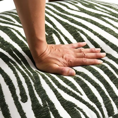 Contemporary Zebra-Stripe Accent Chair – Sculptural Cylindrical Backrest