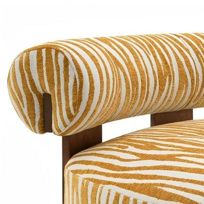 Contemporary Zebra-Stripe Accent Chair – Sculptural Cylindrical Backrest