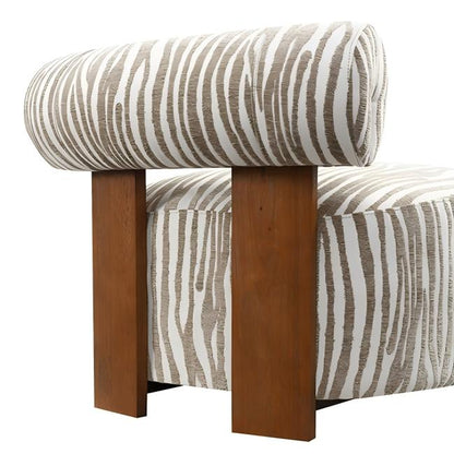 Contemporary Zebra-Stripe Accent Chair – Sculptural Cylindrical Backrest