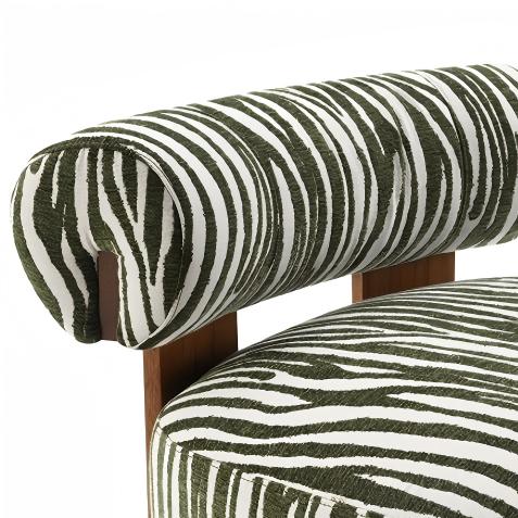 Contemporary Zebra-Stripe Accent Chair – Sculptural Cylindrical Backrest