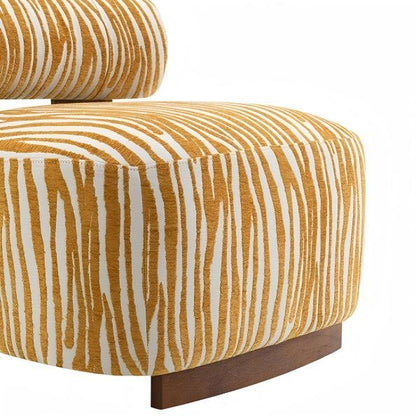 Contemporary Zebra-Stripe Accent Chair – Sculptural Cylindrical Backrest