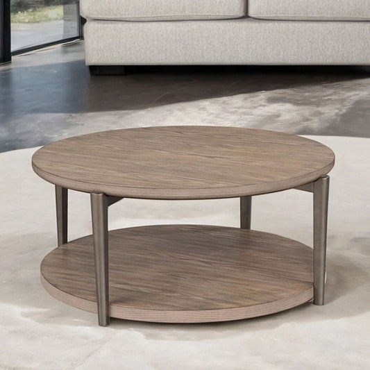 Contemporary Ash Table with Metal Legs and Hidden Casters