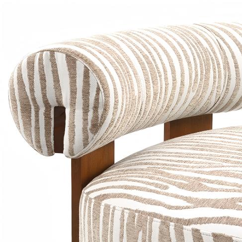Contemporary Zebra-Stripe Accent Chair – Sculptural Cylindrical Backrest