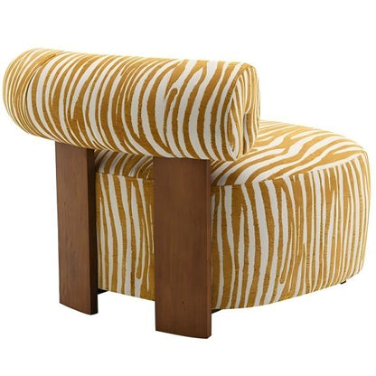 Contemporary Zebra-Stripe Accent Chair – Sculptural Cylindrical Backrest