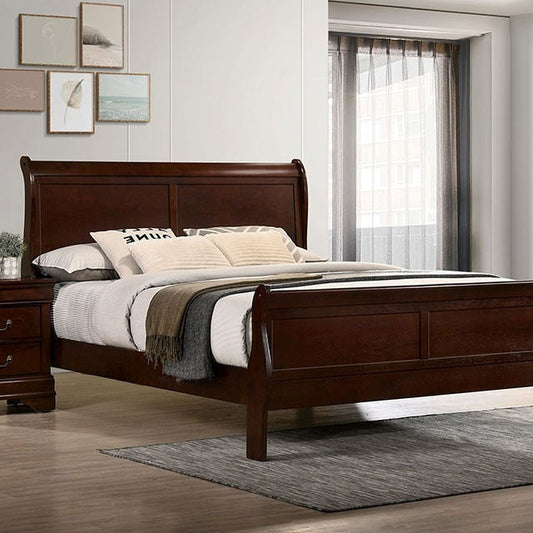 Transitional Sleigh Bed – Timeless Wood Elegance for Modern Bedrooms