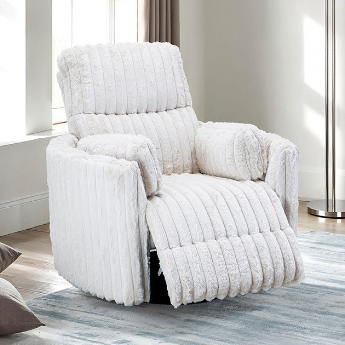 Contemporary Power Glider Recliner w/ Swivel – Pillow Fill, Curved Arms