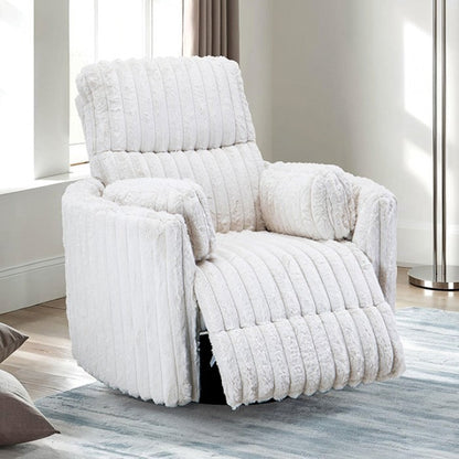 Contemporary Power Glider Recliner w/ Swivel – Pillow Fill, Curved Arms