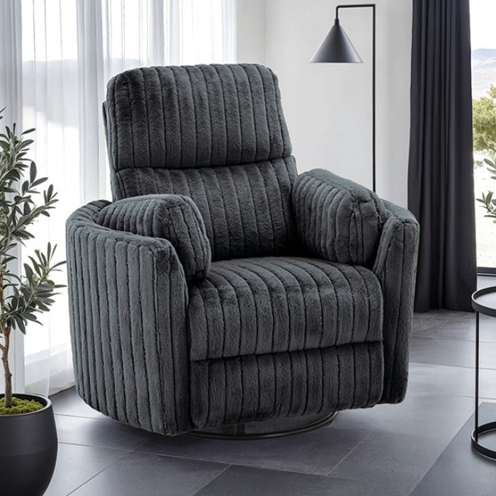 Contemporary Power Glider Recliner w/ Swivel – Pillow Fill, Curved Arms