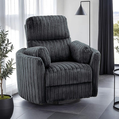 Contemporary Power Glider Recliner w/ Swivel – Pillow Fill, Curved Arms
