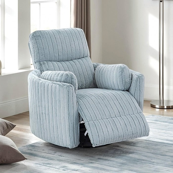 Contemporary Power Glider Recliner w/ Swivel – Pillow Fill, Curved Arms