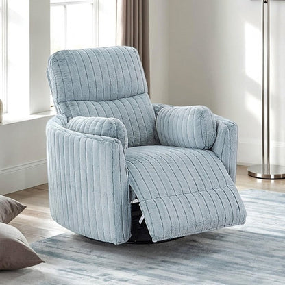 Contemporary Power Glider Recliner w/ Swivel – Pillow Fill, Curved Arms