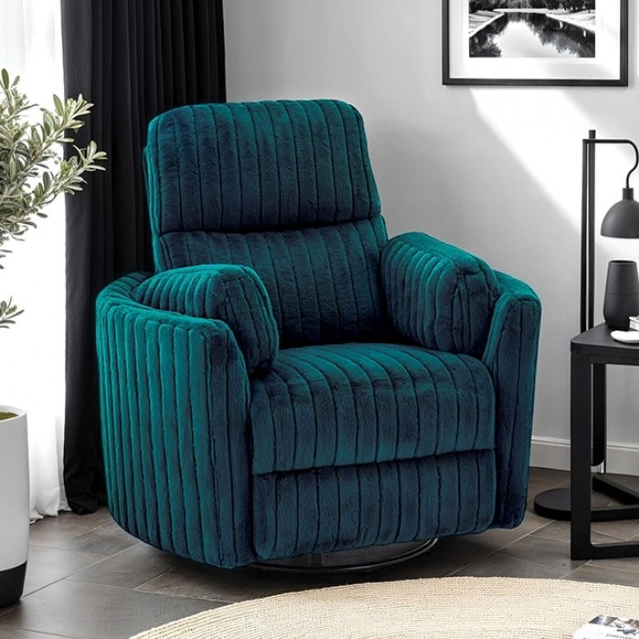 Contemporary Power Glider Recliner w/ Swivel – Pillow Fill, Curved Arms