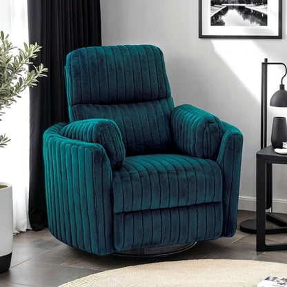 Contemporary Power Glider Recliner w/ Swivel – Pillow Fill, Curved Arms