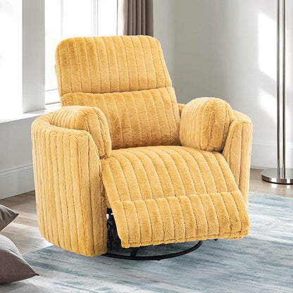 Contemporary Power Glider Recliner w/ Swivel – Pillow Fill, Curved Arms