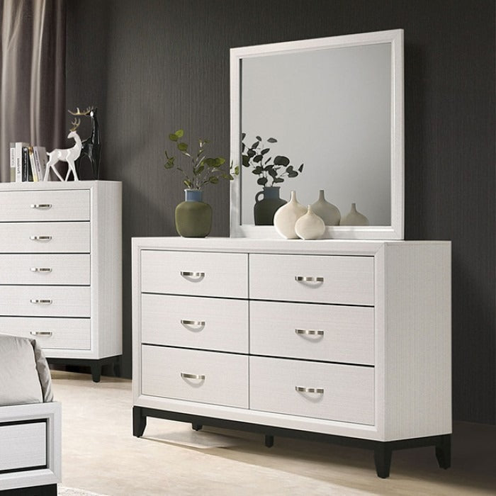 Contemporary Two-Tone Dresser – Engineered Wood, Panel Drawer Fronts and Wooden Legs