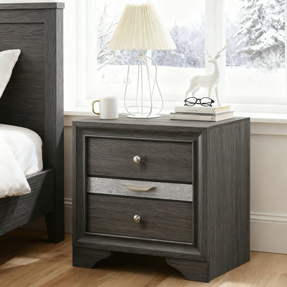 Fully Assembled Contemporary Solid Wood  Nightstand with 3 Drawers
