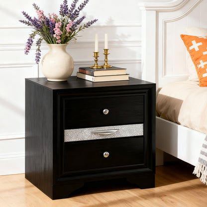 Fully Assembled Contemporary Solid Wood  Nightstand with 3 Drawers