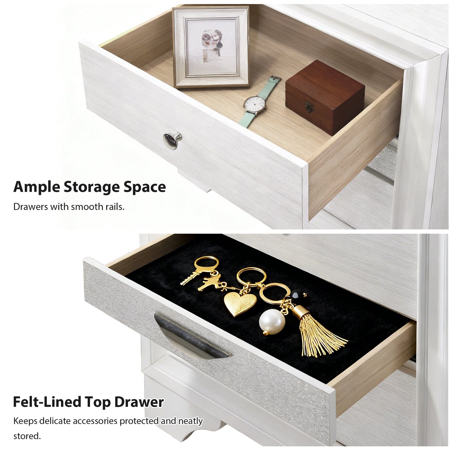 Fully Assembled Contemporary Solid Wood  Nightstand with 3 Drawers