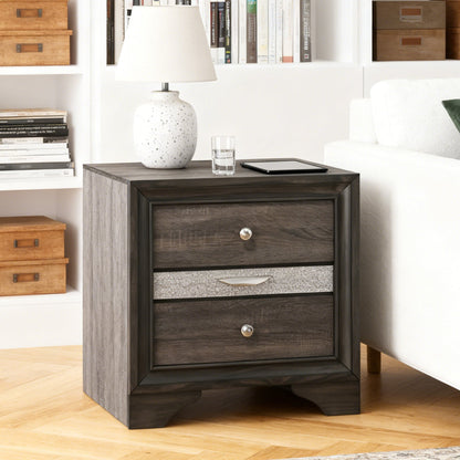 Fully Assembled Contemporary Solid Wood  Nightstand with 3 Drawers