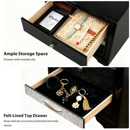 Fully Assembled Contemporary Solid Wood  Nightstand with 3 Drawers