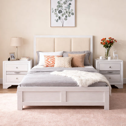 Fully Assembled Contemporary Solid Wood  Nightstand with 3 Drawers