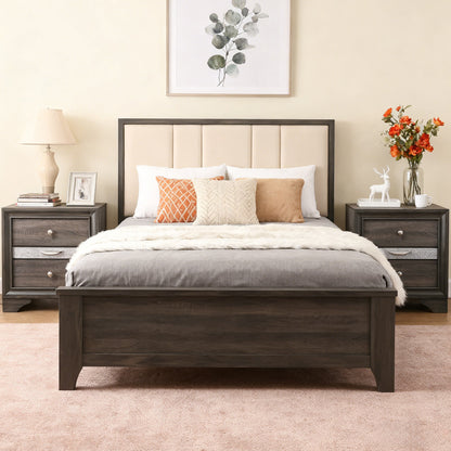 Fully Assembled Contemporary Solid Wood  Nightstand with 3 Drawers