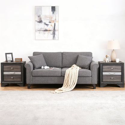 Fully Assembled Contemporary Solid Wood  Nightstand with 3 Drawers