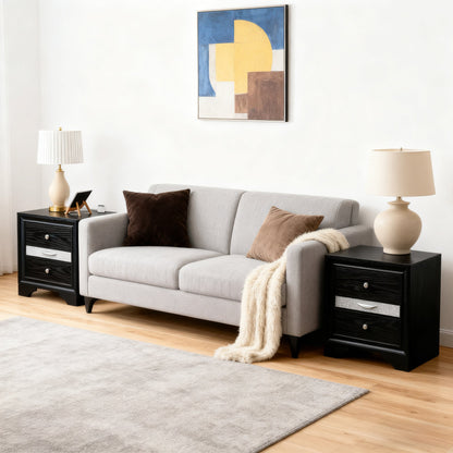 Fully Assembled Contemporary Solid Wood  Nightstand with 3 Drawers